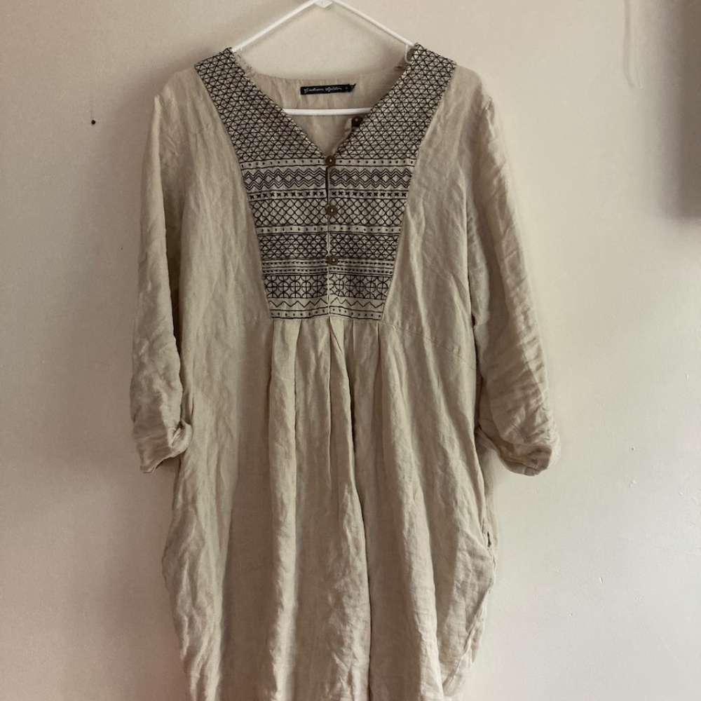 Embroidered Linen Dress Gudrun Sjoden